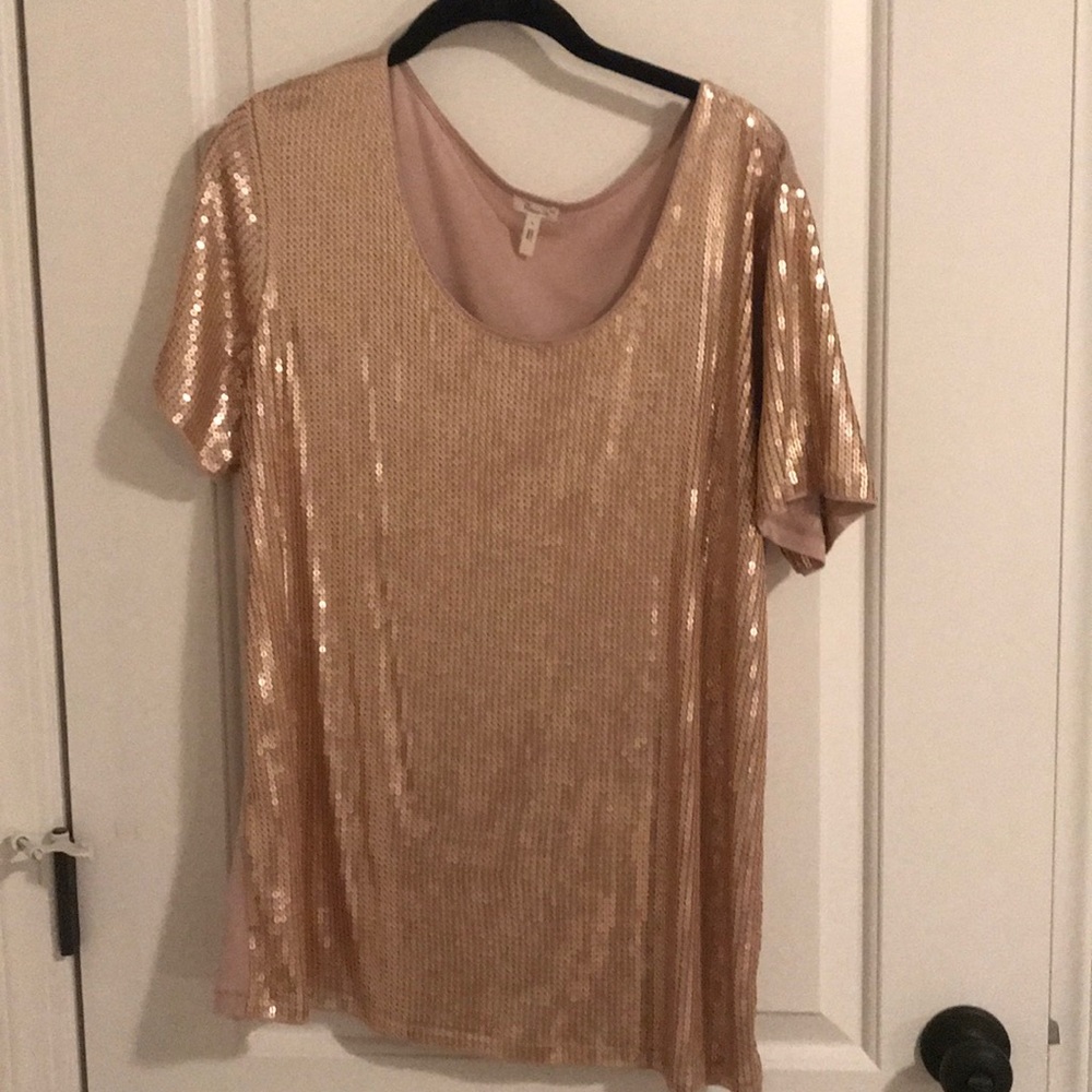 Flounce gold sequined tshirt